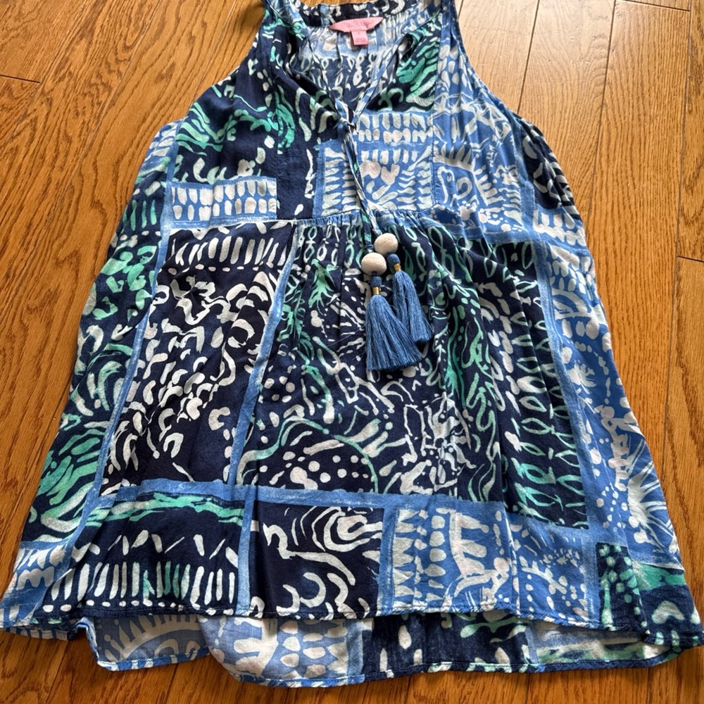 Lilly Pulitzer Blue and Green Patterned Blouse